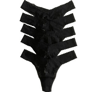Hanky Panky Black 5-Pack Signature Lace Original Rise Thong Panties Underwear
